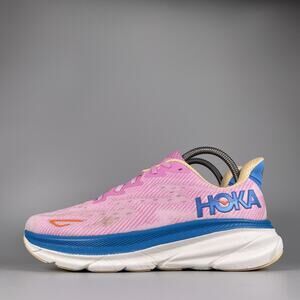 Hoka One One Clifton 9 Women’s Size 9 B Pink Blue Running Shoes Sneakers Comfort